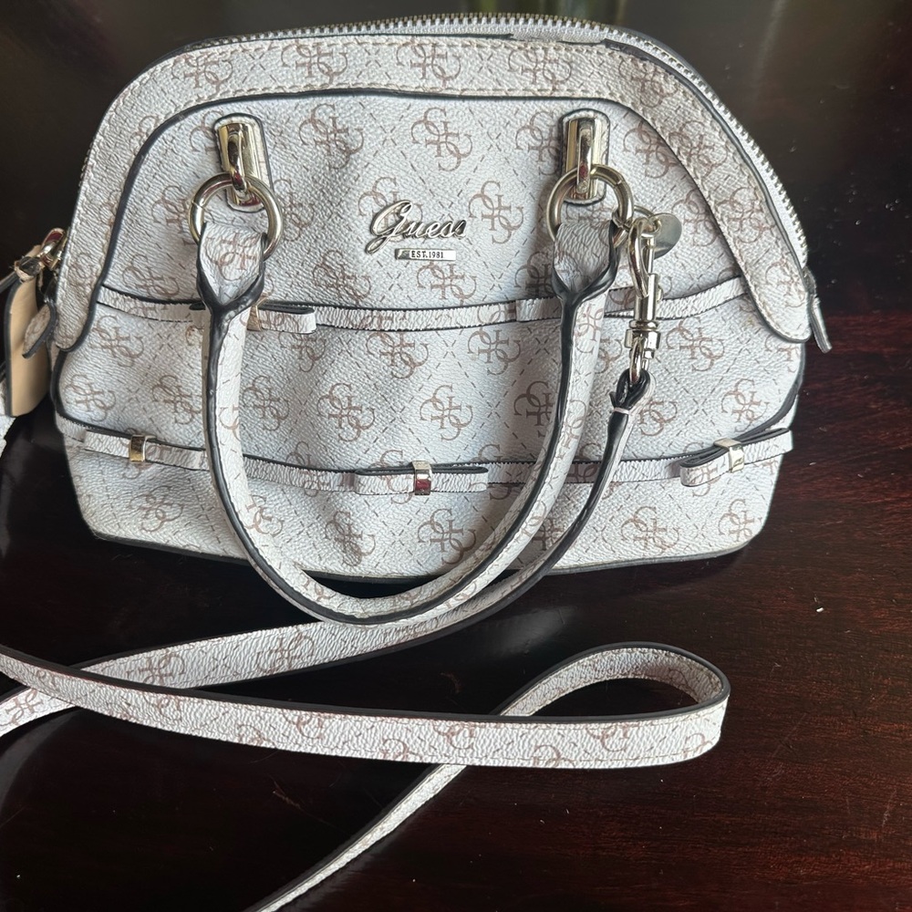 Guess White Crossbody Bag with Silver Accents